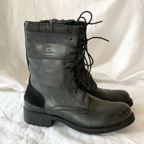 G-Star Raw Leather Combat Boots - Picture 2 of 13